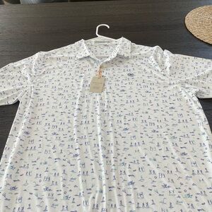 Peter Millar White and Blue Graphic Polo Shirt